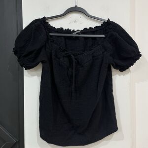 Scarlet Darkness Black Puff Sleeve Peasant Top Size Large Goth Cottage